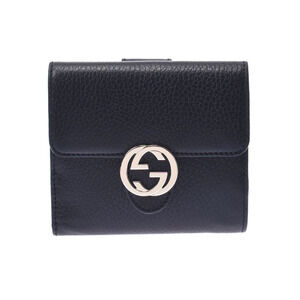 Gucci GG Interlocking Compact Wallet Black Leather Bifold